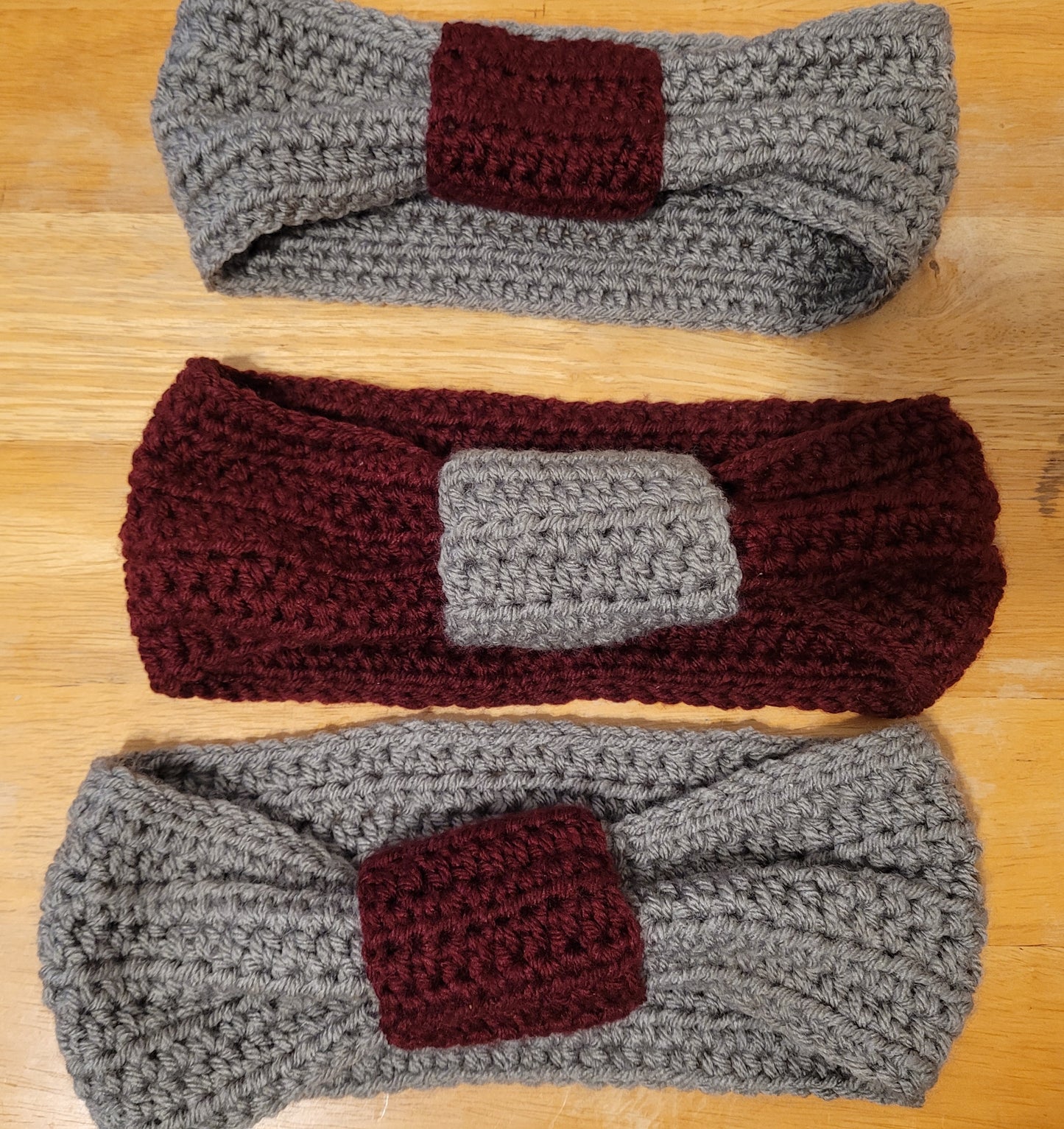 Grey & Maroon Earwarmer