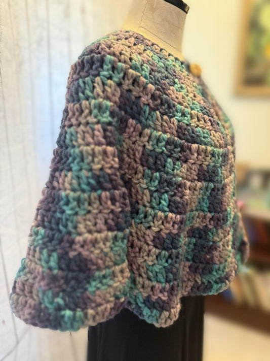 Turquoise, Brown & Gray Capelet