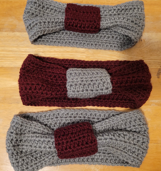 Grey & Maroon Earwarmer