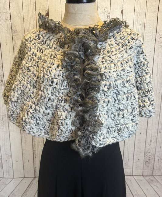 Cream, Grey, Black Capelet
