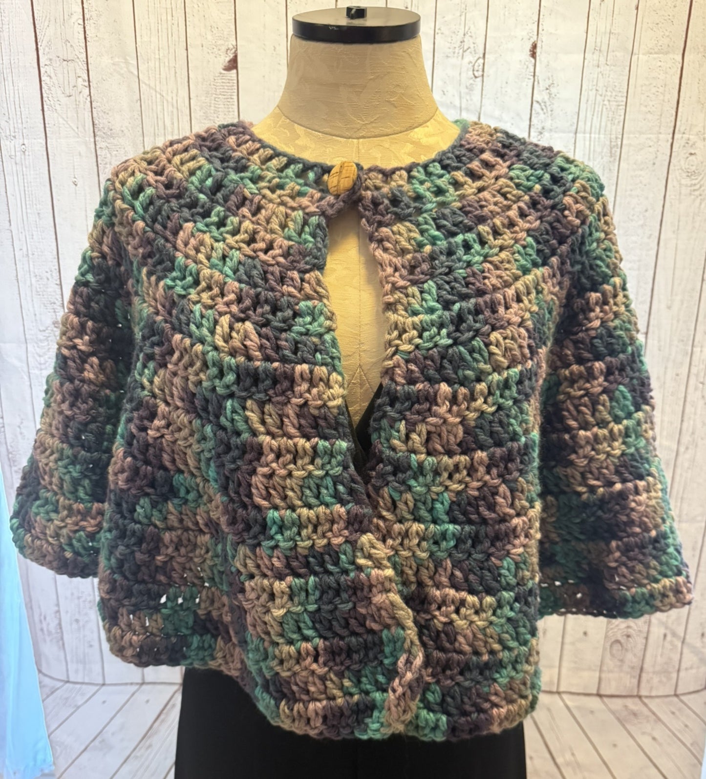 Turquoise, Brown & Gray Capelet